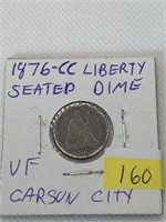 1876 CC VF Liberty Seated Dime