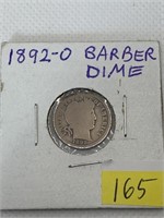 1892 O Barber Dime