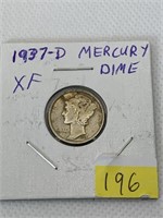 1937 D XF Mercury Dime
