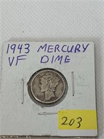 1943 VF Mercury Dime