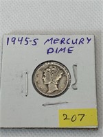 1945 S F Mercury Dime