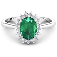2ct emerald diamond 18K white gold ring