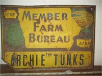 Vintage Iowa Farm Bureau Embossed Metal Sign