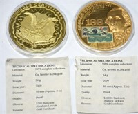 2-24KT GOLD PLATED US COINS !-LW-L