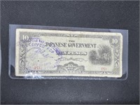 1940s Occupied Japan 10 Pesos Note Very Fine Grade