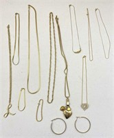 Assorted Gold Tone Necklaces: 16- 32” In Length