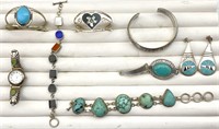 Silver Jewelry: Watch, Bracelets, Earrings