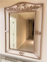 Large Coppertone Hammered Metal Frame Wall Mirror
