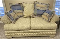 Weberg Patterned Fabric Loveseat W/ Accent Pillows