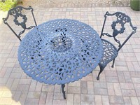 39” Round Wrought Iron Patio Table, 2 Chairs