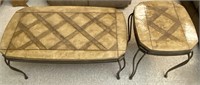 2pc Coffee, End Table. W/ Pattern Top