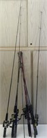 6pc Fishing Poles, Fishing Reels
