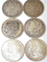 6- US MORGAN SILVER DOLLARS !  GREAT INVESTMENT !