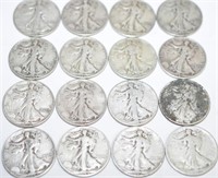 16- US LIBERTY SILVER HALF DOLLARS !