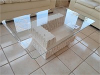 Glass top table set - 17" t x 30" x 48" (1) &