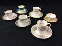 Lot of 6 Mostly Floral Painted Bone China