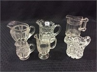 Lot of 6 Various Old Pressed Glass Cream