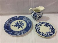 Group of Blue & White Dishware Including