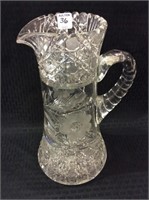 Lg. Ornate Heavy Cut Glass Pitcher