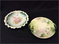 Lot of 2  Dbl. Cut Out Handle Floral Painted