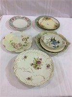 Lot of 9 Hand Painted Plates & Dishware Including