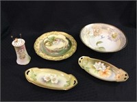Lot of 7 Various Floral Painted Pieces Including