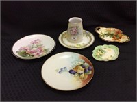 Lot of 6 Floral Painted Pieces Including