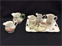 Lot of 8 Floral Painted Pieces Including 5 Various