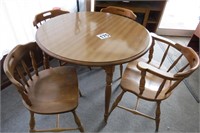 Round Wooden Table w/ 4 Chairs