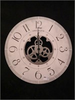 FIRST TIME & CO. SILVER CARLISLE GEARS WALL CLOCK