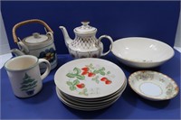 Glass Lot - English Ironstone Teapot,