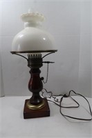 Table Lamp - Wood w/ Glass Shade 23"H