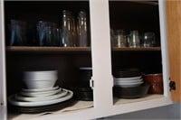 Contents of Cupboards - Corelle and Mikasa Plates,