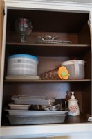 Contents of Cupboard - Baking Pans, Salad Spinner,