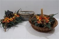 Home Decor Lot - Baskets, Dried Flowers, More