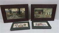 4 Framed Pictures, 2 Signed Country Scenes, 2 Home