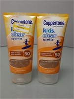Lot of 2 Coppertone Kids Clear Sparkle Sunscreen