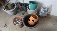 Lot - Flower Pots, Decorative Stones, and More