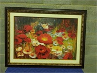 Framed Flowers Painting  45.5" x 33.5"