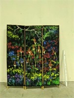 Painted Canvas Wicker Screen
