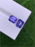 Natural Emerald Cut Tanzanite Pair 3.58 Carats - V