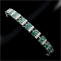 Natural 4x3mm Top Rich Green Emerald Bracelet