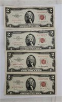 (4) U.S. Red Seal $2 Notes