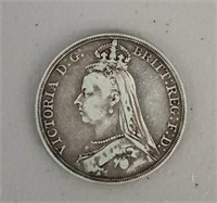Rare Big 1890 English Crown Silver Coin