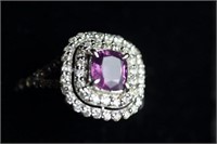 Stunning Kashmir Sapphire Diamond & Gold Ring - GR