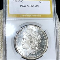 1880-O Morgan Silver Dollar PGA - MS64+PL
