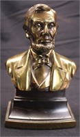 Brass Abraham Lincoln Bust Bookend