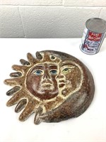 Décoration murale en terre cuite soleil et lune