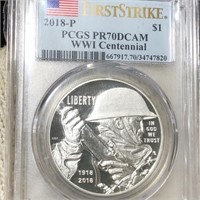 2018-P WWI Centennial Silver Dollar PCGS-PR70DCAM
