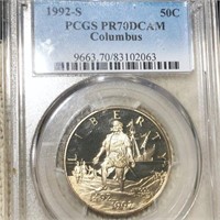 1992-S Columbus Silver Dollar PCGS - PR70DCAM